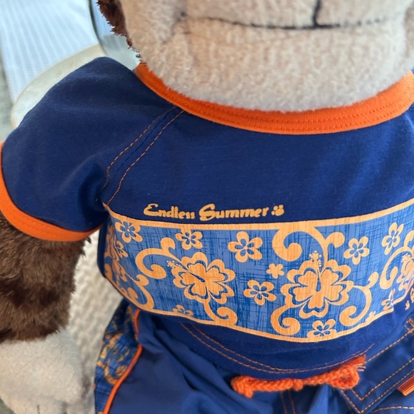 Build-A-Bear Monkey with Blue Orange Surf Outfit Endless Summer Made in USA - Picture 8 of 8